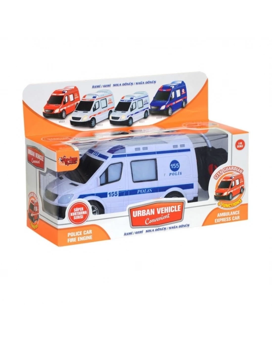 ® V001-2 V3 V004  Kumandalı Sesli Işıklı Polis Arabası-Jandarma-Ambulans-İtfaiye 1:18