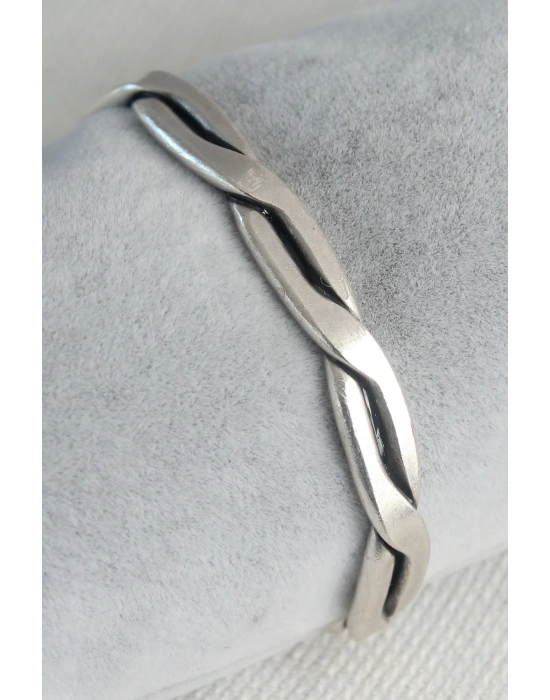 ® Otantik Gümüş Renk Motif İşleme Plaka Erkek Bileklik