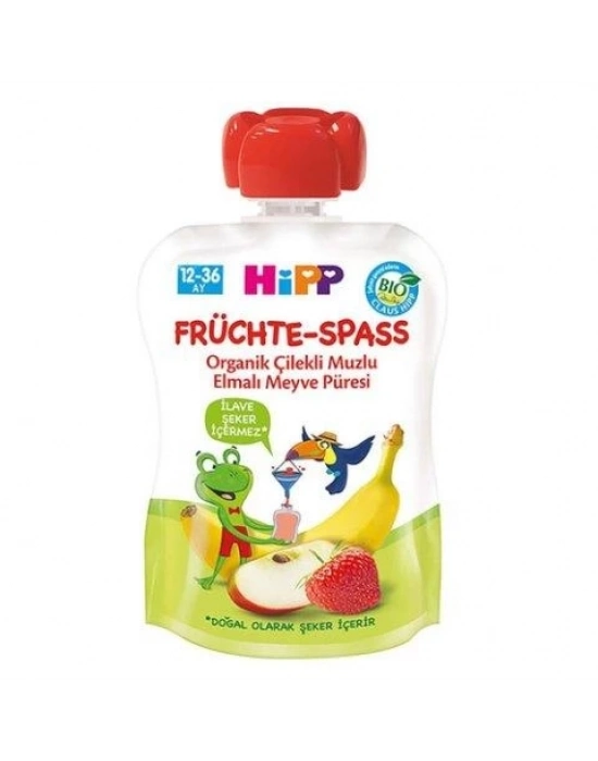 ®   Organik Çilekli Muzlu Elmalı Meyve Püresi 100 Gr