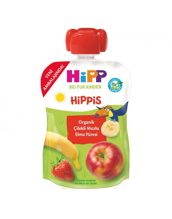 ®   Organik Çilekli Muzlu Elmalı Meyve Püresi 100 Gr