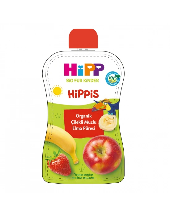 ®   Organik Çilekli Muzlu Elmalı Meyve Püresi 100 Gr