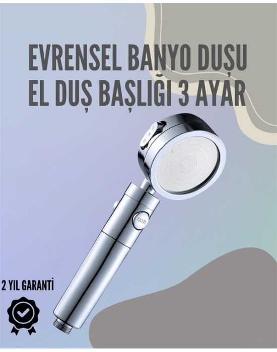 ® Paslanmaz Çelik Çok Fonksiyonlu El Duş Başlığı – 3 Modlu Püskürtme Seçeneği
