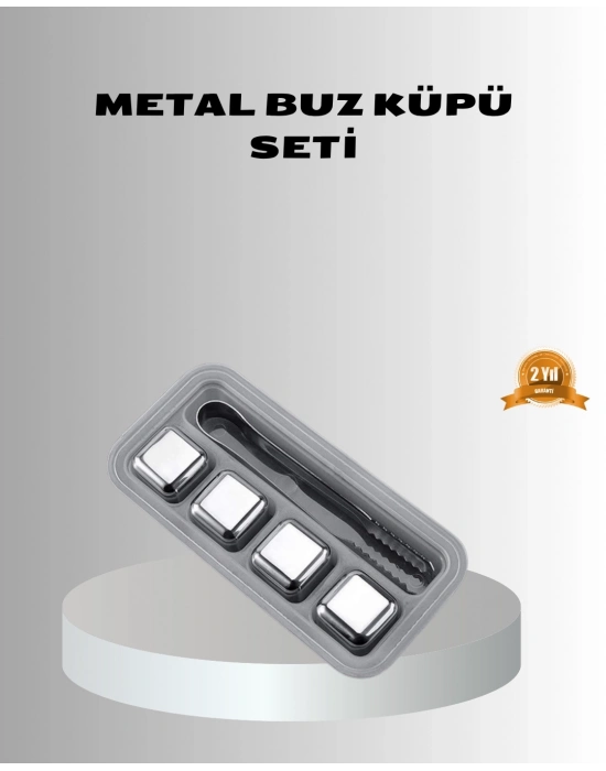 ® Paslanmaz Metal Buz Küpleri Seti Klipsli Sulandırmadan Soğutma Özellikli