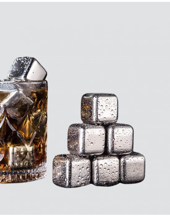 ® Paslanmaz Metal Buz Küpleri Seti Klipsli Sulandırmadan Soğutma Özellikli