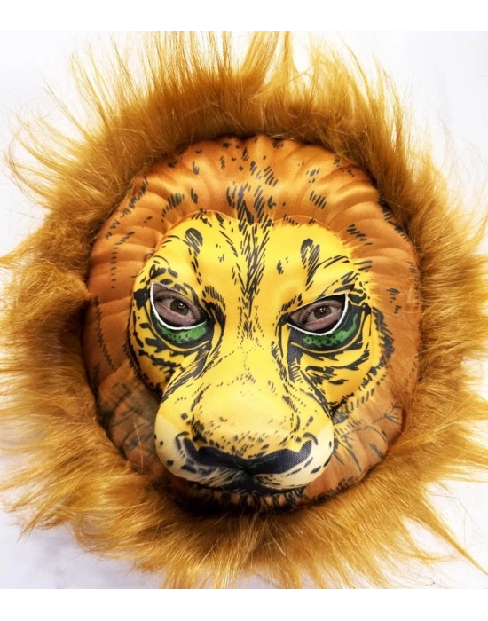 Peluş Aslan Maskesi Kahverengi Yeleli Mega Peluş 33 No