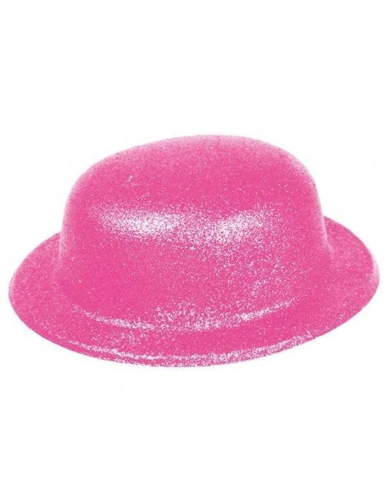 Pembe Renk Simli Melon Yuvarlak Parti Şapkası 24x26 cm