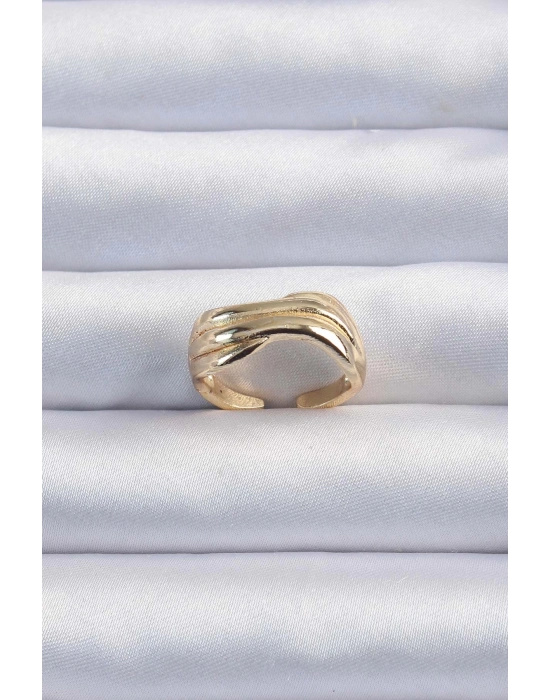 ® Pirinç Altın Renk Kıvrımlı Ayarlanabilir Yüzük