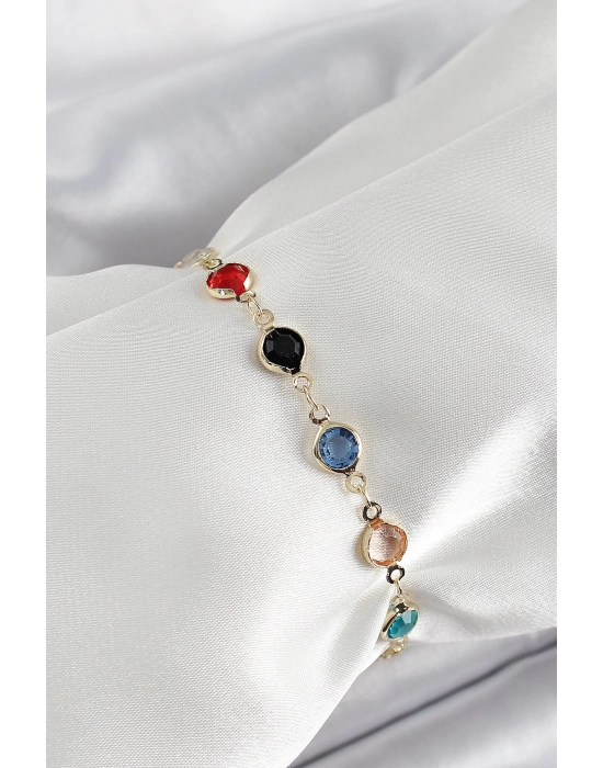 ® Pirinç Asorti Model Gold Renk Zirkon Taşlı Kadın Bileklik