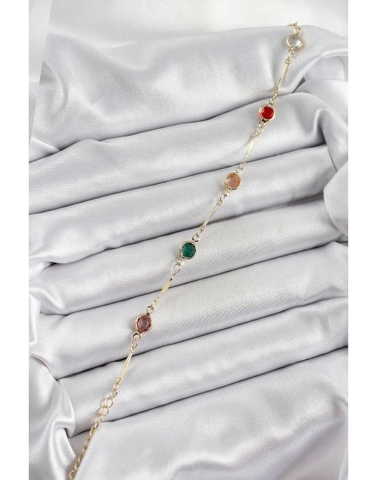 ® Pirinç Asorti Model Gold Renk Zirkon Taşlı Kadın Bileklik