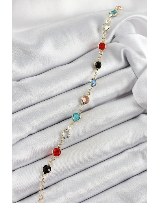 ® Pirinç Asorti Model Gold Renk Zirkon Taşlı Kadın Bileklik