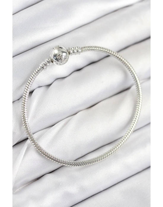 ® Pirinç Charm Topcuk Model Gümüş Renk Kadın Bileklik