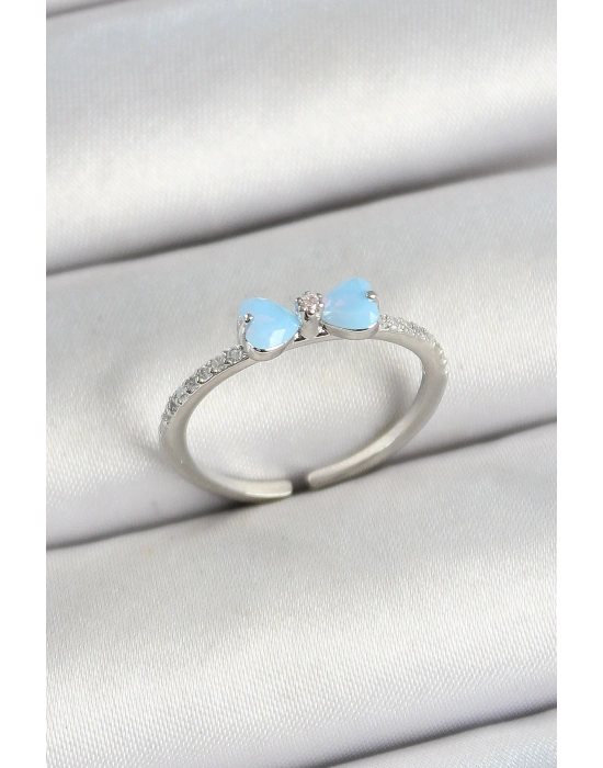 ® Pirinç Fiyonk Figürlü Zirkon Taşlı Gümüş Renk Ayarlanabilir Kadın Yüzük