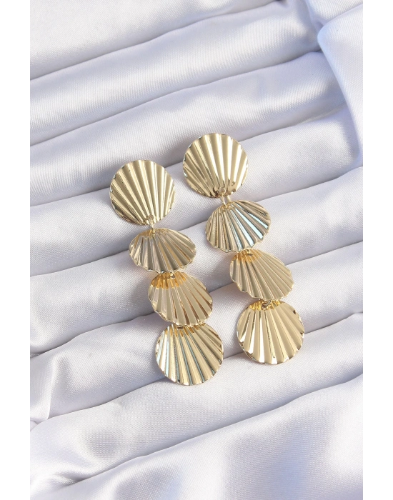 ® Pirinç Gold Renk Deniz Kabuğu Model Sallantılı Küpe