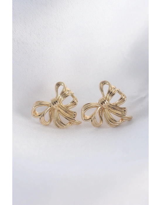 ® Pirinç Gold Renk Fiyonk Küpe