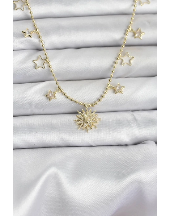 ® Pirinç Gold Renk Güneş Model Kadın Kolye