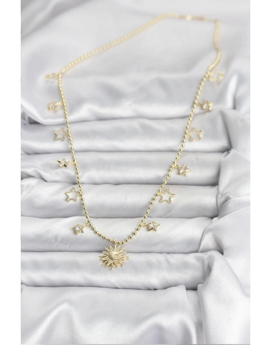 ® Pirinç Gold Renk Güneş Model Kadın Kolye