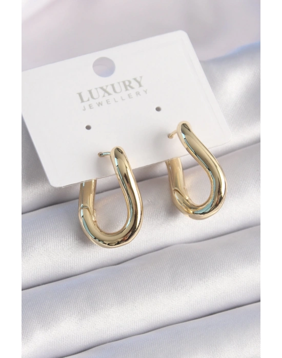 ® Pirinç Gold Renk Halka Model Kadın Küpe