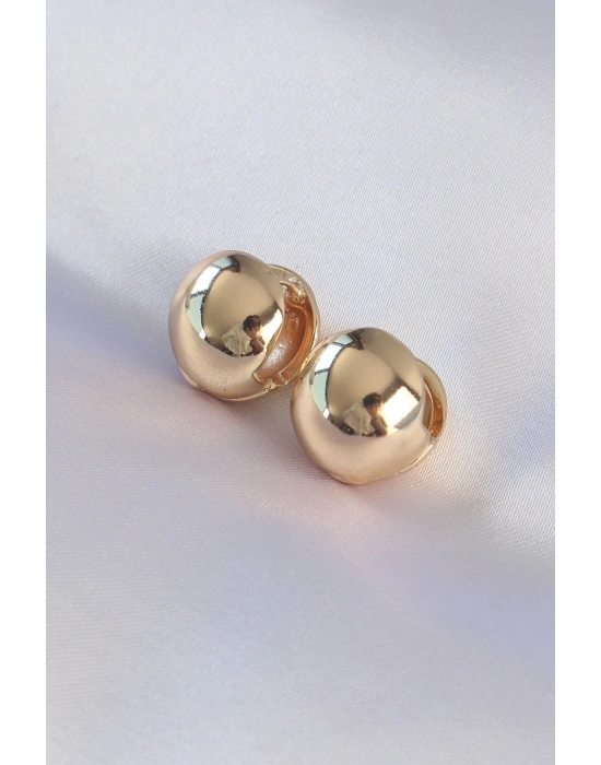 ® Pirinç Gold Renk İçi Boş Minimal Topçuk Küpe