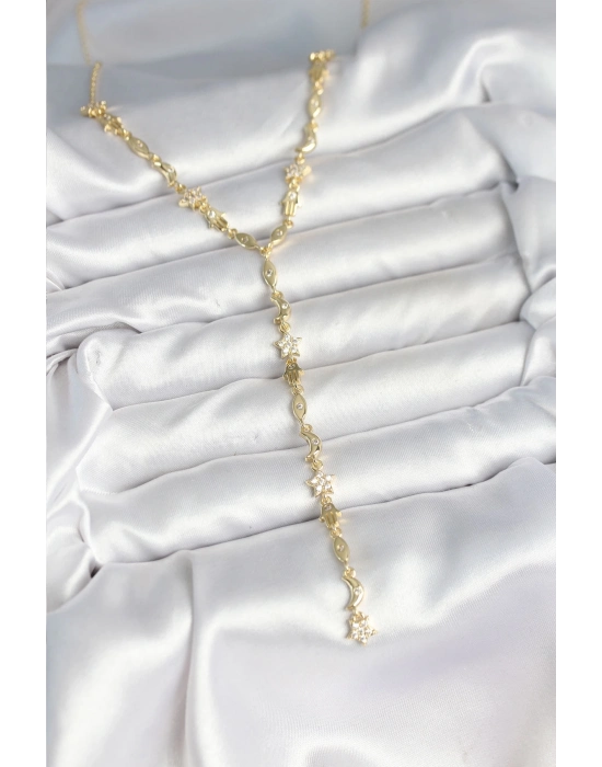 ® Pirinç Gold Renk Kadın Manifest Kolye