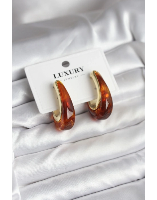 ® Pirinç Gold Renk Kahverengi Vintage Kadın Küpe