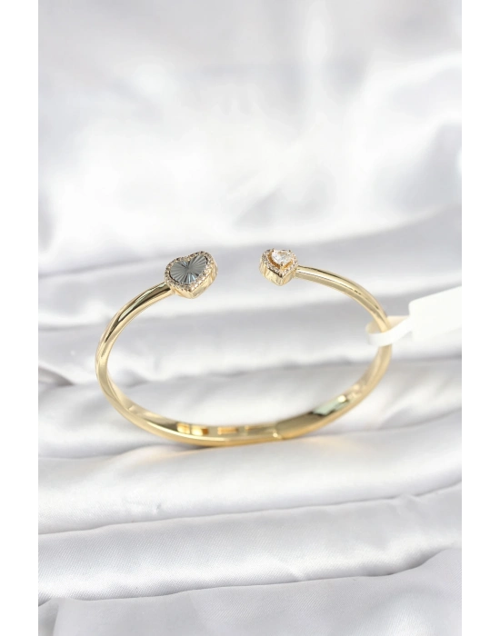 ® Pirinç Gold Renk Kalpli Model Kadın Kelepçe Bileklik