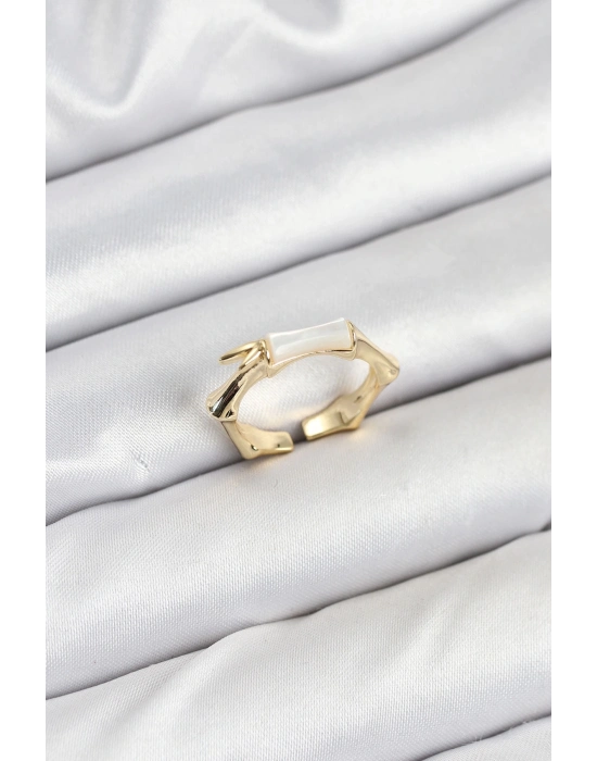 ® Pirinç Gold Renk Kemik Model Kadın Yüzük
