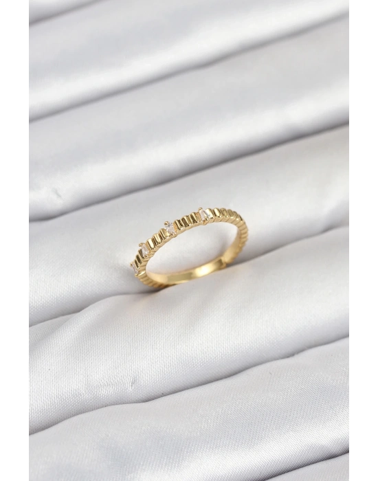 ® Pirinç Gold Renk Lazer Kesim Kadın Yüzük