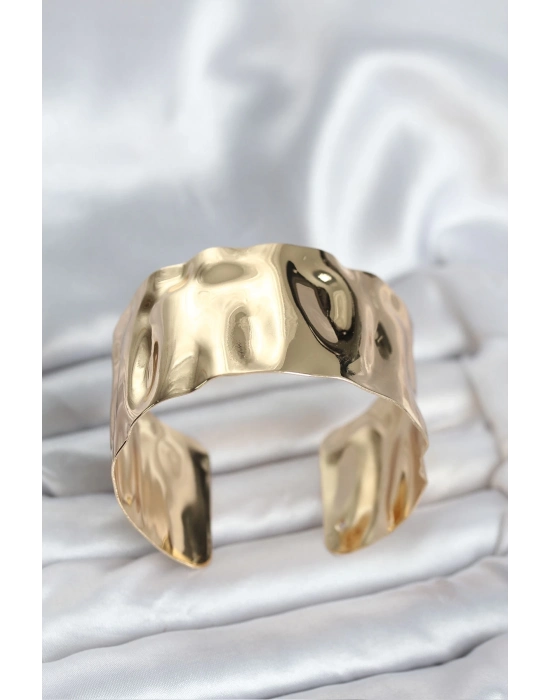 Pirinç Gold Renk Levha Model Kadın Bileklik