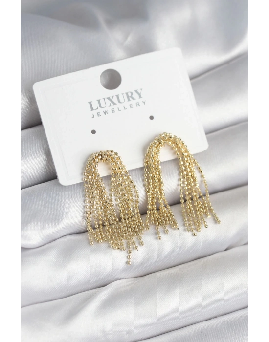 ® Pirinç Gold Renk Sallantılı Kadın Küpe