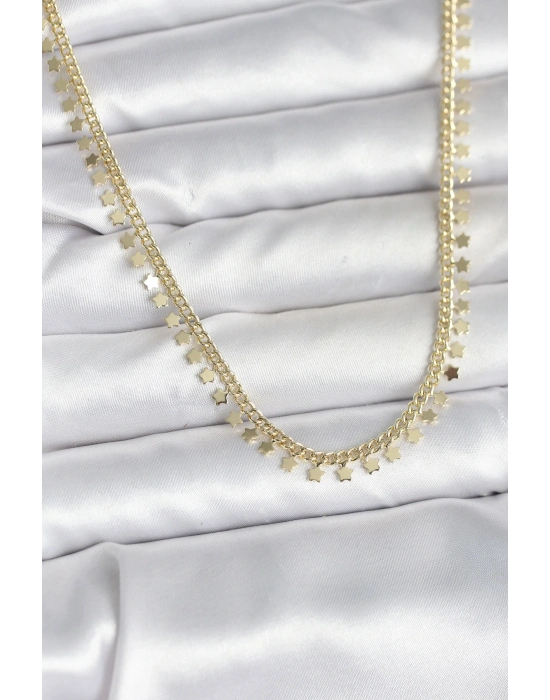 ® Pirinç Gold Renk Sıralı Yıldız Kadın Kolye