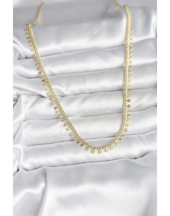 ® Pirinç Gold Renk Sıralı Yıldız Kadın Kolye