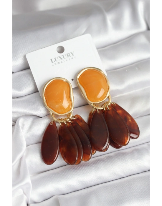 ® Pirinç Gold Renk Vintage Model Kadın Küpe