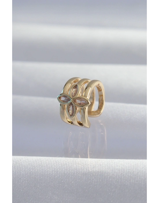 ® Pirinç Gold Renk Yonca Earcuff Küpe