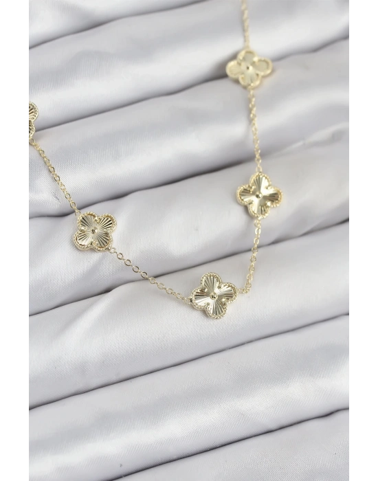 ® Pirinç Gold Renk Yonca Kadın Kolye