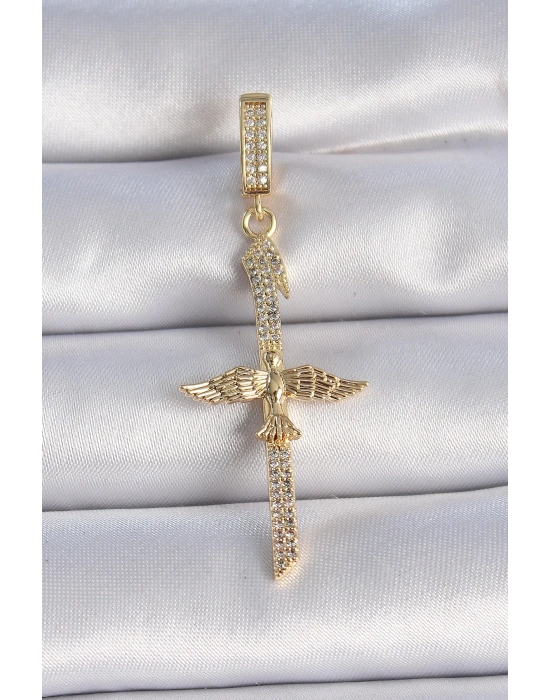 ® Pirinç Gold Renk Zirkon Taş Detaylı Elif Model Anka Kuşu Figür Ajda Charm