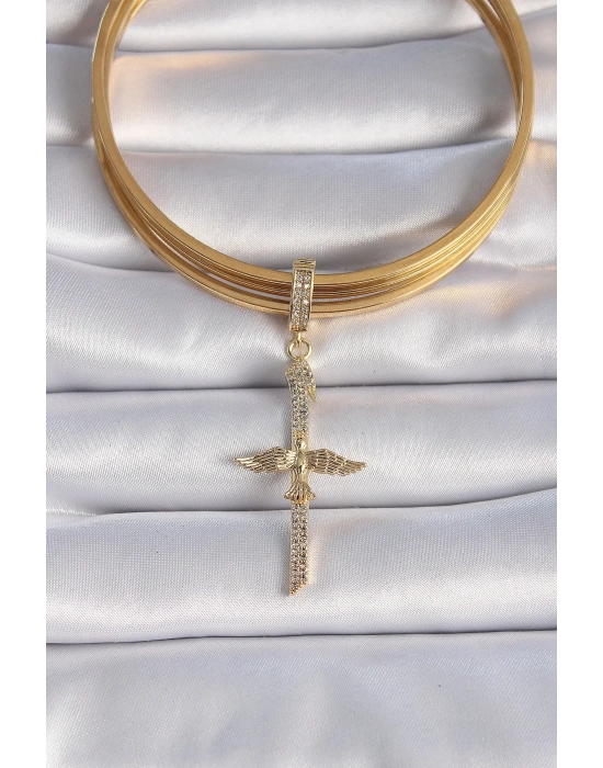 ® Pirinç Gold Renk Zirkon Taş Detaylı Elif Model Anka Kuşu Figür Ajda Charm