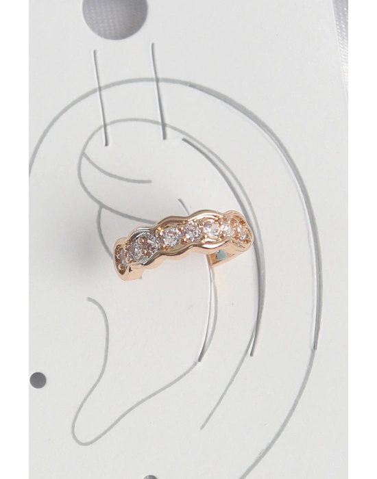 ® Pirinç Gold Renk Zirkon Taşlı Kadın Kıkırdak Küpe