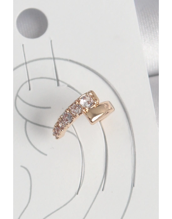 ® Pirinç Gold Renk Zirkon Taşlı Kadın Kıkırdak Küpe