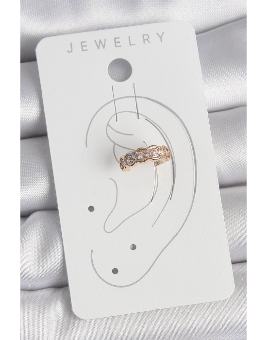 ® Pirinç Gold Renk Zirkon Taşlı Kadın Kıkırdak Küpe