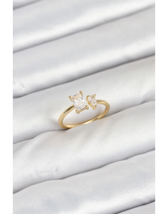 ® Pirinç Gold Renk Zirkon Taşlı Kadın Yüzük