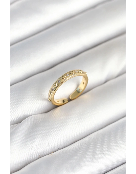 ® Pirinç Gold Renk Zirkon Taşlı Kadın Yüzük