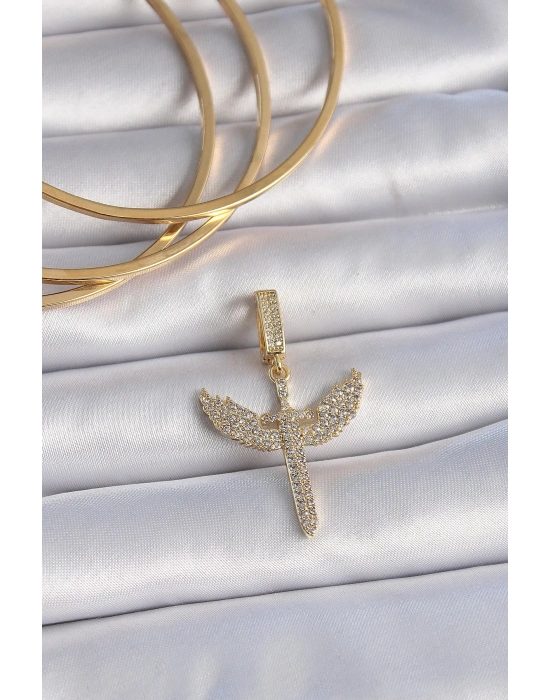 ® Pirinç Gold Renk Zirkon Taşlı Mikail Model Ajda Charm