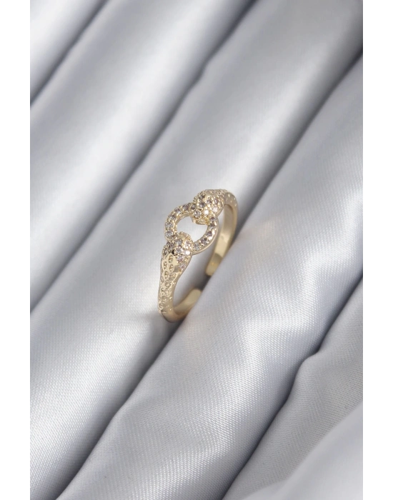® Pirinç Gold Renk Zirkon Taşlı Yılan Model Kadın Yüzük