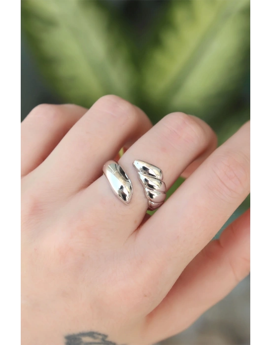 ® Pirinç Gümüş Renk Ayarlanabilir Sarmal Yüzük