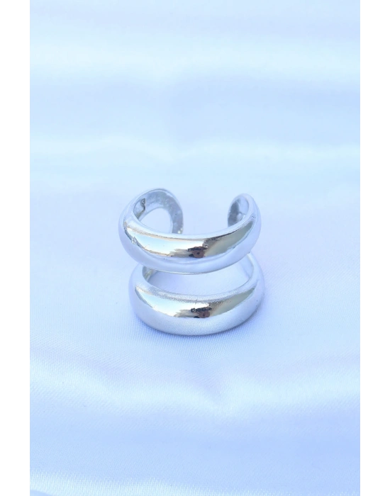 ® Pirinç Gümüş Renk Ayarlanabilir Şerit Yüzük