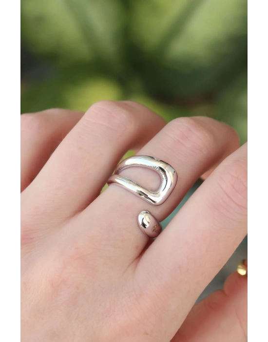 ® Pirinç Gümüş Renk Ayarlanabilir Yüzük