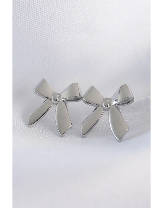 ® Pirinç Gümüş Renk Düz Plaka Fiyonk Küpe