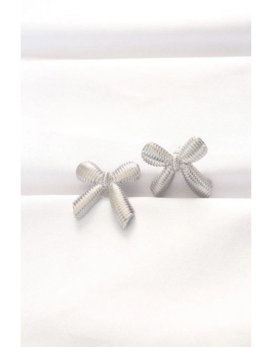 ® Pirinç Gümüş Renk Fiyonk Küpe