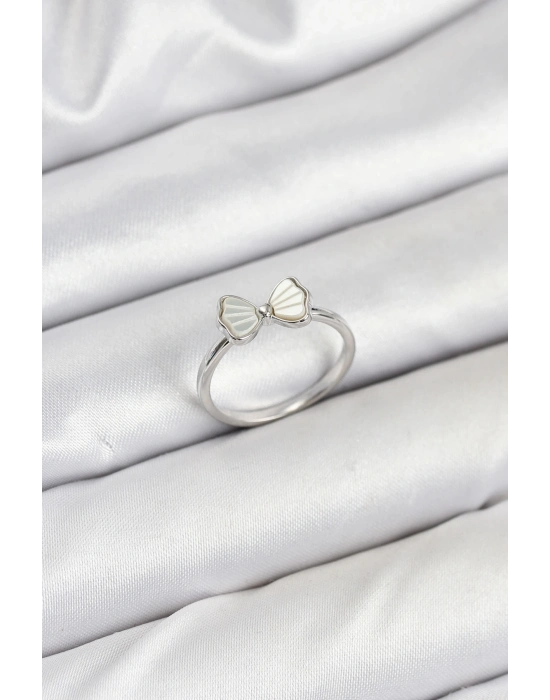 ® Pirinç Gümüş Renk Fiyonk Model Kadın Yüzük