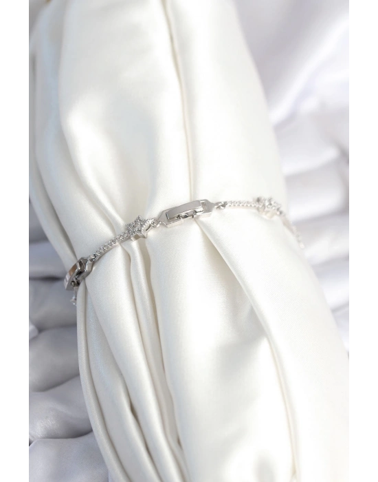 ® Pirinç Gümüş Renk Halley Yıldız Model Kadın Bileklik